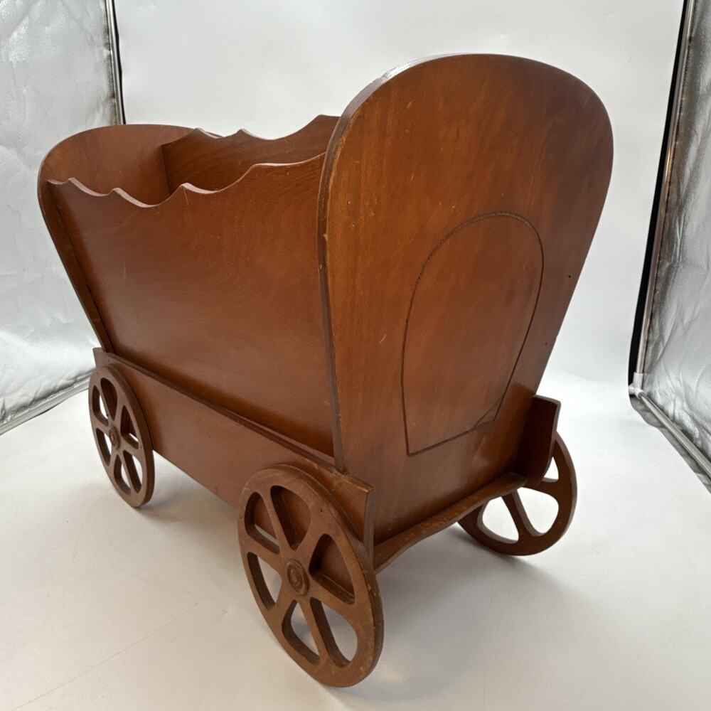 Vintage Mid Century Stage Coach Wooden Magazine Rack Holder Painted Black